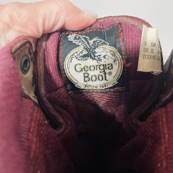 Georgia Boot Brown Leather Mid Calf Steel Toe Lace Up Gore Tex Workwear 6.5M - Picture 7 of 10